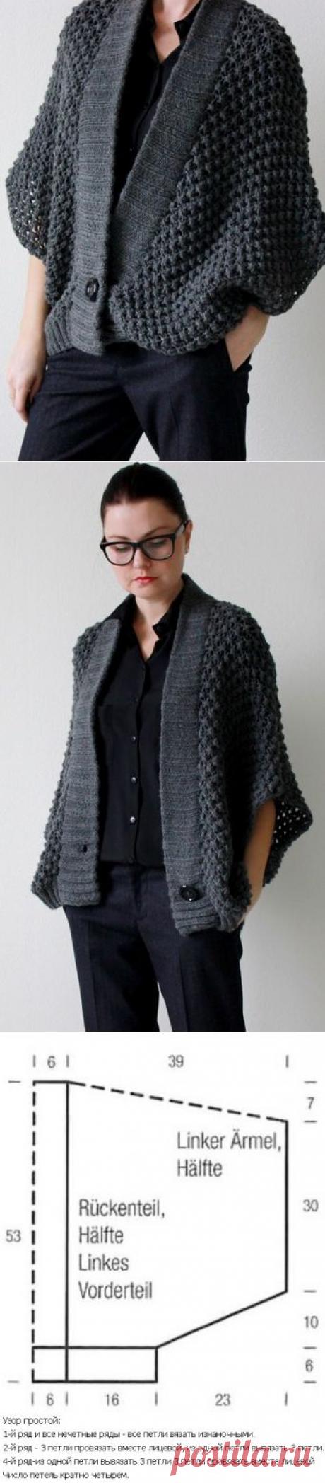 Жакет-пончо спицами