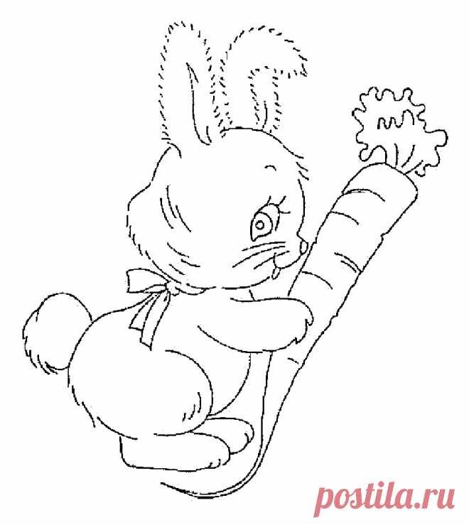 Кролик с морковкой - вышивка детям