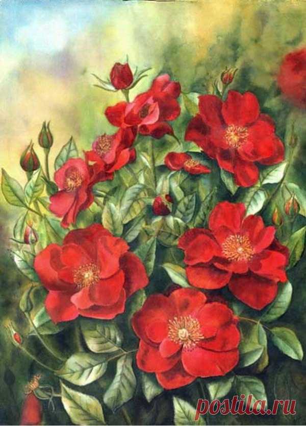 Дорис Джоа|Цветочная акварель.