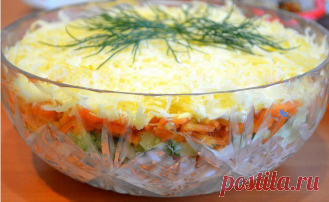 НОВОГОДНИЙ САЛАТИК С КОПЧЁНОЙ КУРИЦЕЙ