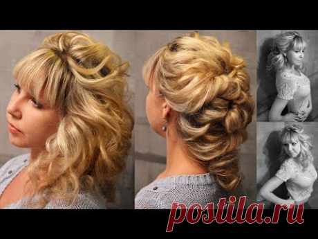 Объёмные локоны и прическа с резинками на кудри.