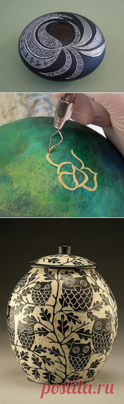 Декоративная ваза в технике сграффито. Идеи для творчества | 1001 поделка