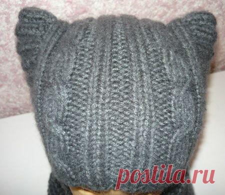 Котошапка. Детская шапочка спицами. | Дамская копилка