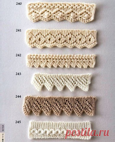 Коллекция красивых узоров для оформления края спицами - Сам себе волшебник