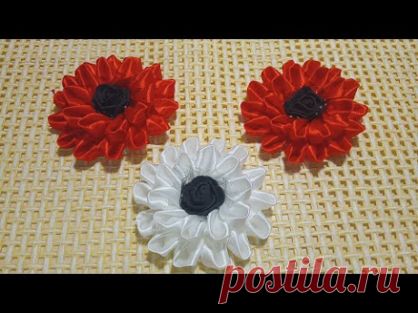 Цветок из атласных лент канзаши Мастер класс