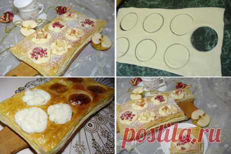 Быстрый пирог из слоеного теста и яблок — Вкусная еда