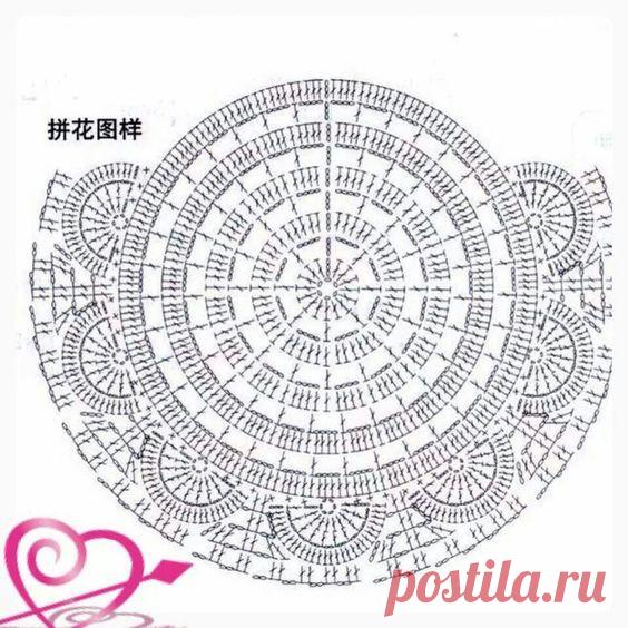 Простая схема для вязания круглой салфетки