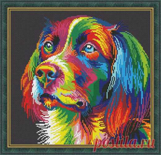 Радужный пес. Схема вышивки крестом