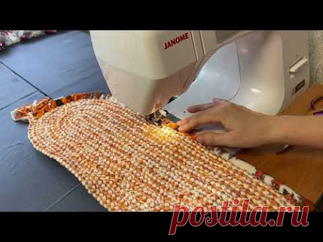 Коврик из остатков ткани в технике Jelly Roll Rug
