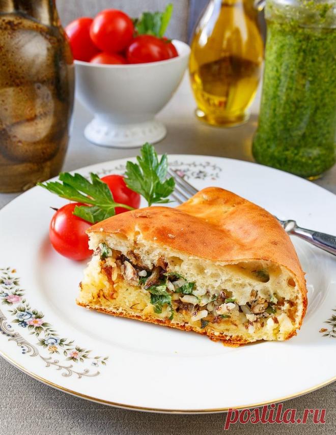 Заливной пирог с сардинами и рисом