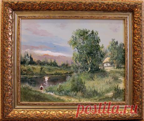 &quot;На околице села&quot; подрамник 40х50\в раме 58х68\масло\холст\продаю\и под заказ