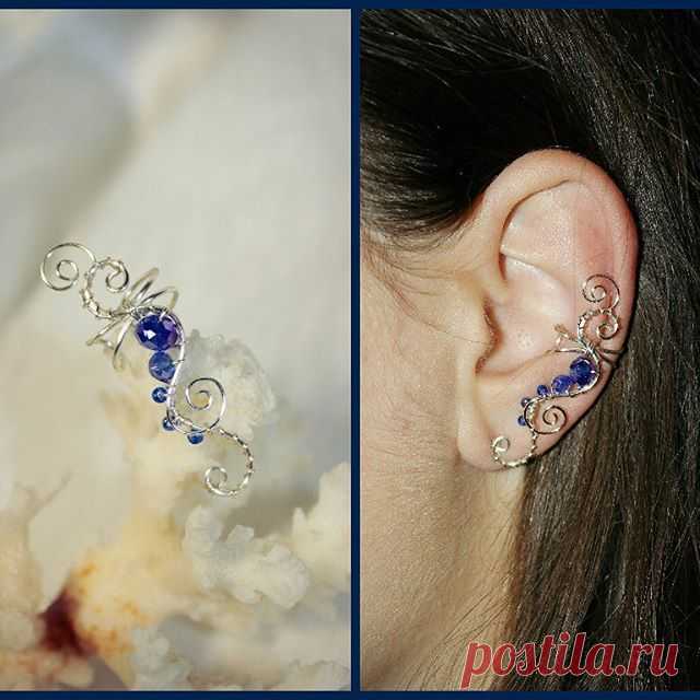 Кафф. Материалы: посеребрение, хрусталь.  @_Flamens_ #_Flamens_  #украшение #натуральныекамни #ручнаяработа #хрусталь #синий  #стиль #молодежь #каффы #серебро #handmade #silver #crystal #blue #silvering #gift #wire #style #bohochic #gemlove #naturestones #naturebeads #cuff #cuffs #earcuff #earcuffs #etsy #etsyseller #etsyjewelry #etsyshop