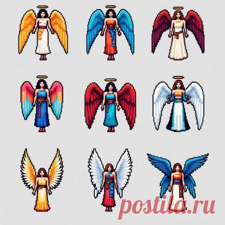 Минималистичный Ретро-Пиксельный Ангельский Контент для Game Assets 2. flux - Flux.1 примеры промтов - Форум ИИ о нейросетях - Yes Ai