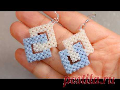گوشواره دوبعدی منجوقی با کریستال هم  میشه درست کرد Beading earring N134