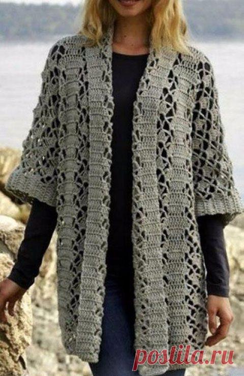 Длинный кардиган крючком, 50 моделей со схемами и описанием