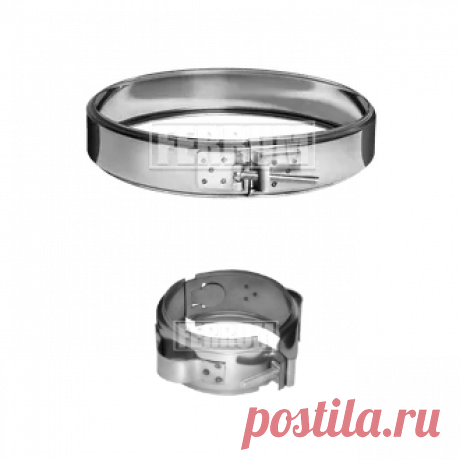 Хомут обжимной и хомут обжимной под растяжки (430/0,5 мм) Ferrum Хомут обжимной предназначен для крепления элементов дымохода между собой,используется для улучшения герметизации на стыках дымоходов. Хомут обжимной под растяжку используется для фиксации дымохода при высоте более 1,5м