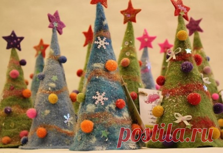 Валяные елочки — Рукоделие