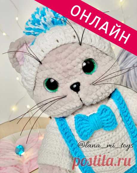 Запись на онлайн вязание Кота Аркадия от LanaMi toys в Instagram