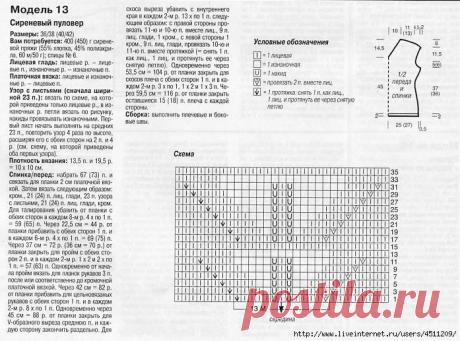 Легкий пуловер спицами.