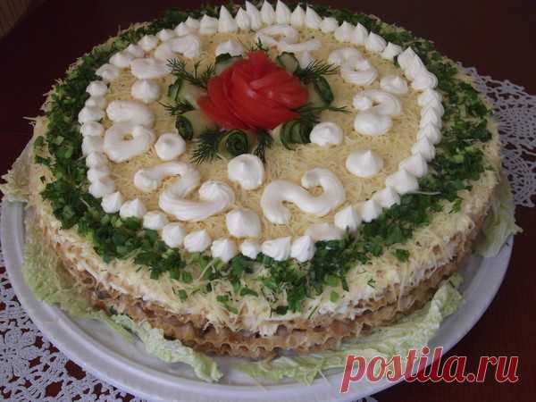 Закусочный торт из вафельных коржей | Четыре вкуса