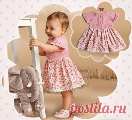 Вяжем комбинированное платье для малышки