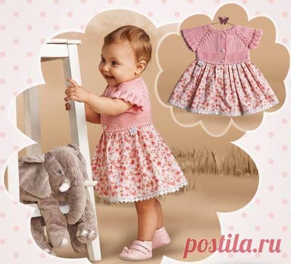 Вяжем комбинированное платье для малышки