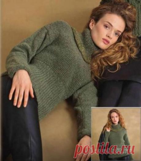 Свитер с отделкой букле у воротника схема спицами » Люблю Вязать