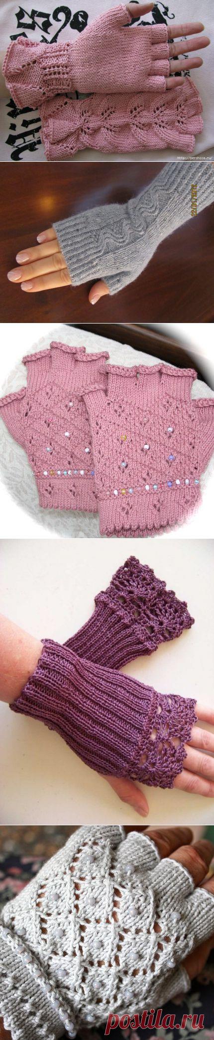 Подборка митенок связанных спицами