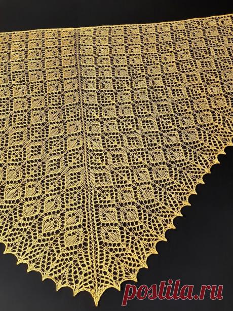 Ажурная шаль спицами Захара, мк по вязанию