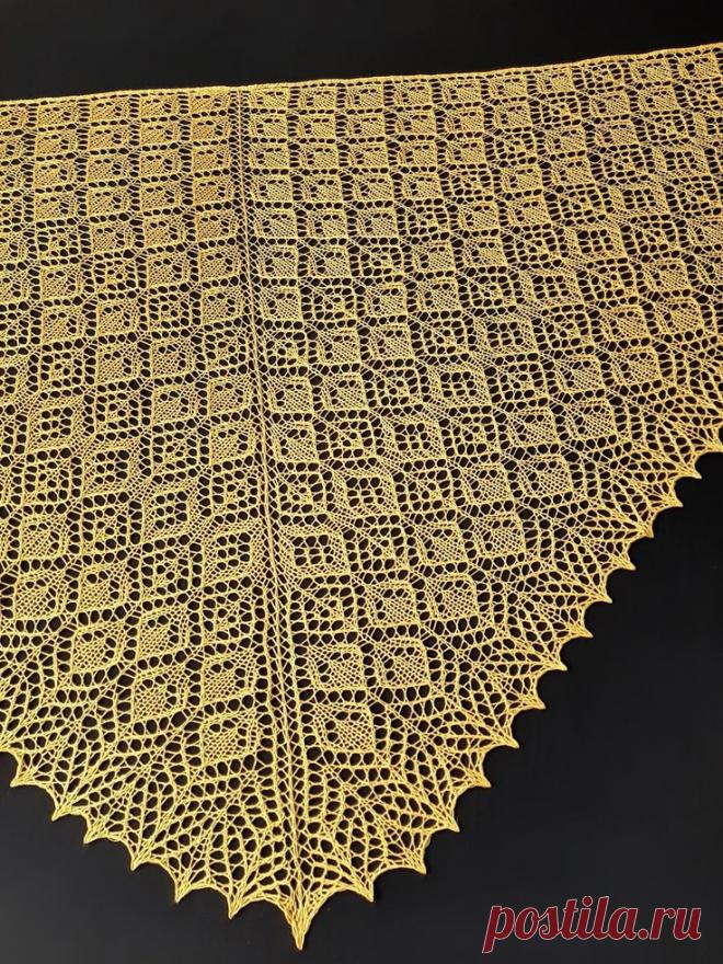 Ажурная шаль спицами Захара, мк по вязанию
