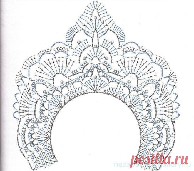 Схема для вязания крючком короны для Снегурочки или Снежинки.