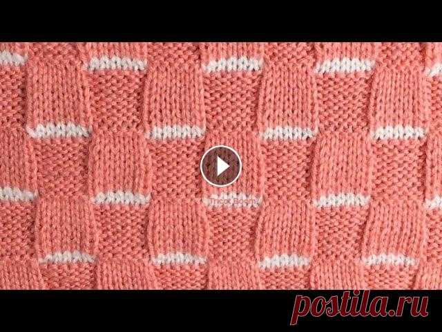Необычная шахматка с цветной вставкой/ Вязание спицами. Очень красивая шахматка с цветной полоской. В этом узоре используются несколько разных техник вязания спицами: теневое вязание и ленивый жаккард с выт...