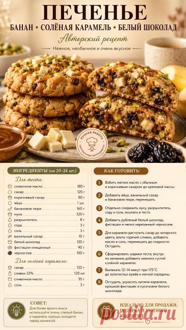 Печенье (банан-соленая карамель-белый шоколад)