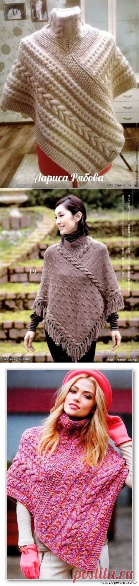 Как связать пончо-шарф .