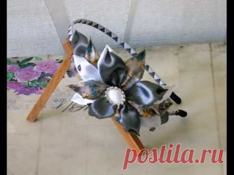 Ободок канзаши из атласных лент