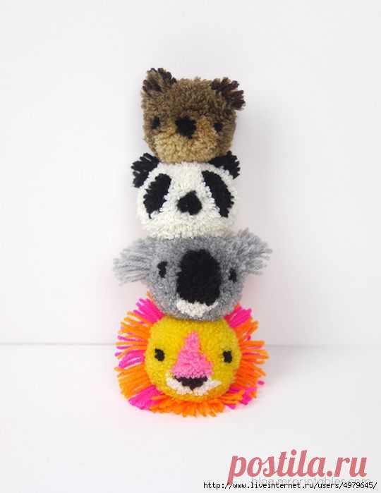 КАК СДЕЛАТЬ НЕОБЫЧНЫЕ ПОМПОНЫ ЗВЕРЮШКИ - МАСТЕР КЛАССЫ