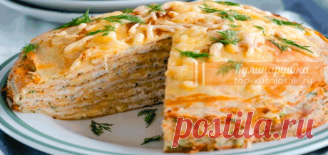 Обалденный блинный торт с курицей и грибами Нежная начинка из курицы с ароматом грибов, никого не оставит равнодушным.