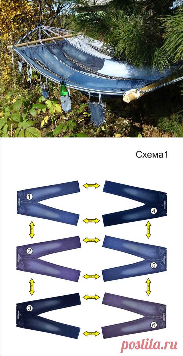 Как сшить гамак... из джинсовых брюк? How to sew a hammock of jeans ~ HandMadiya.com