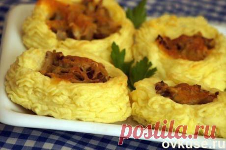 Картофельные гнездышки с грибами и сыром - Простые рецепты Овкусе.ру