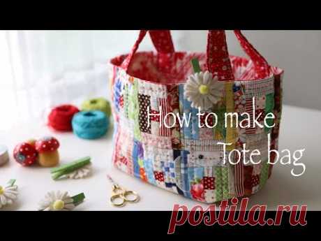 【小さい布で】作るトートバッグ//size25cmx20cmx15cm//[With a small cloth] Making a tote bag