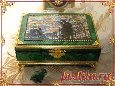 Малахитовая шкатулка Тайное свидание. Шкатулка для украшений decoupage – купить в интернет-магазине на Ярмарке Мастеров с доставкой Малахитовая шкатулка Тайное свидание. Шкатулка для украшений decoupage - купить или заказать в интернет-магазине на Ярмарке Мастеров | По мотивам работ Ирины Антоновой. Деревянная&hellip;