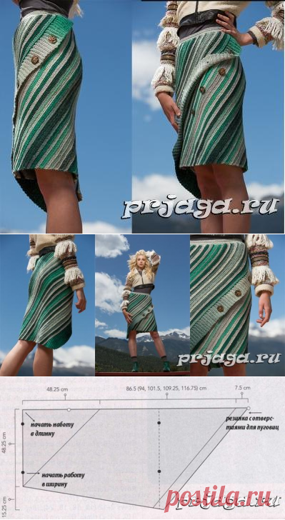 Юбка наискосок крючком