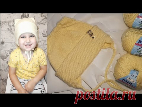 МК. Детская котошапка с ушками. Модная осенняя шапка. Вязание.Рынашко