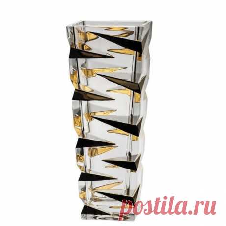 Хрустальная Ваза &quot;Zig Zag Gold&quot; (Зиг Заг Голд) 33 см. Crystal Bohemia купить в Москве