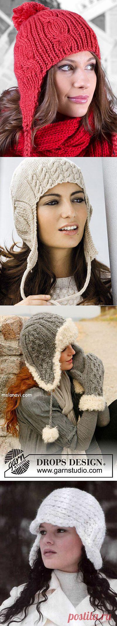 Вязаные женские шапки с ушками или завязками | Вяжем с Ланой