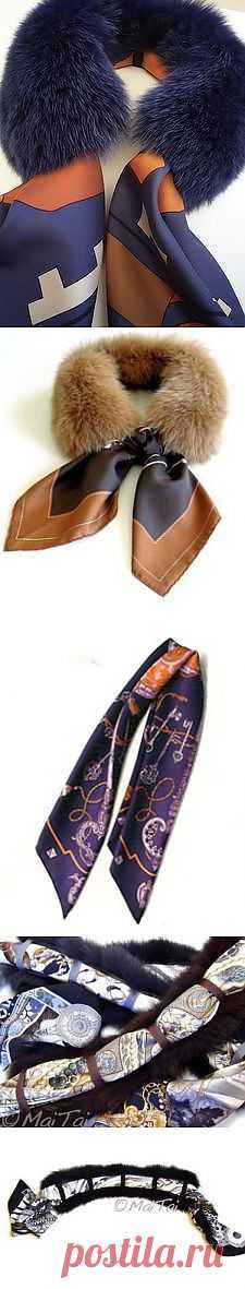Съемный меховой воротник с платком.