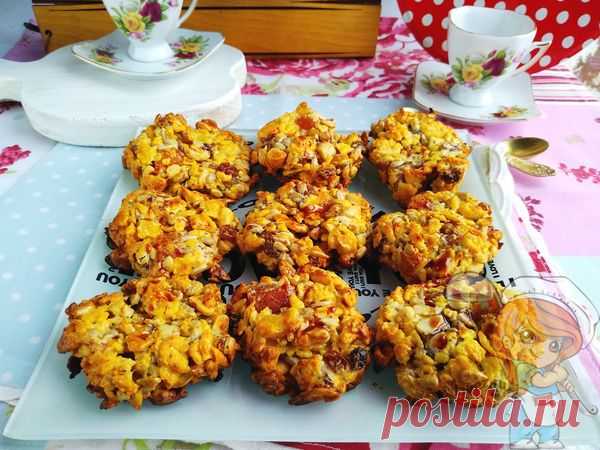 Флорентийское печенье из кукурузных хлопьев. Рецепт пп печенья. Флорентийское печенье получается хрустящим с ореховым вкусом и лёгкой кислинкой кураги. Печенье - из кукурузных хлопьев, очень вкусное, и прекрасно подходит к чаю