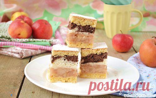 Яблочная шарлотка под двухцветным бисквитом | Кулинарные рецепты от «Едим дома!»