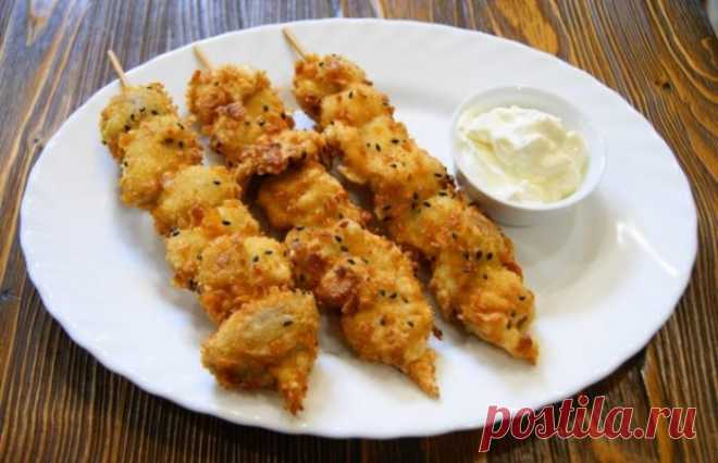 Рецепт грибных шашлычков в кляре | FoodStory