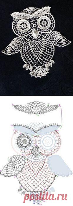 Ажурная сова крючком.